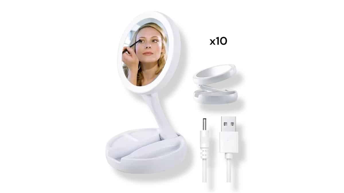 Καθρέφτης Μακιγιαζ Με Φως Διπλής Όψης X10 Zoom