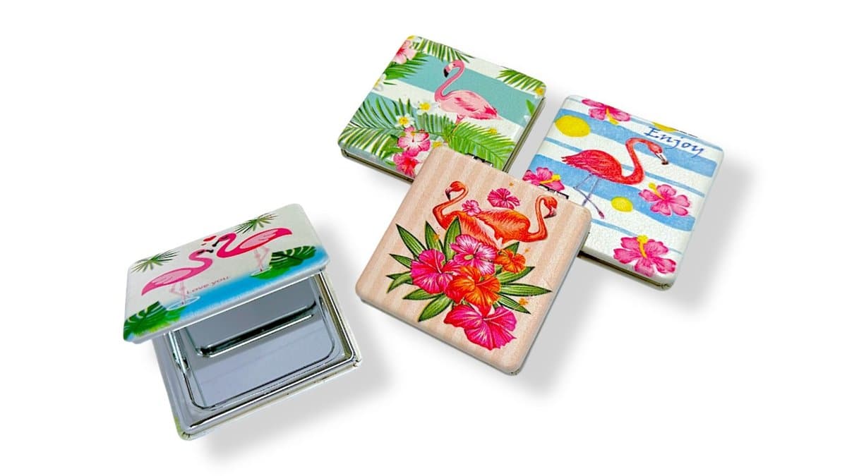 Καθρέφτης Μακιγιαζ Τσάντας Διπλής Όψης X2 Zoom Flamingo