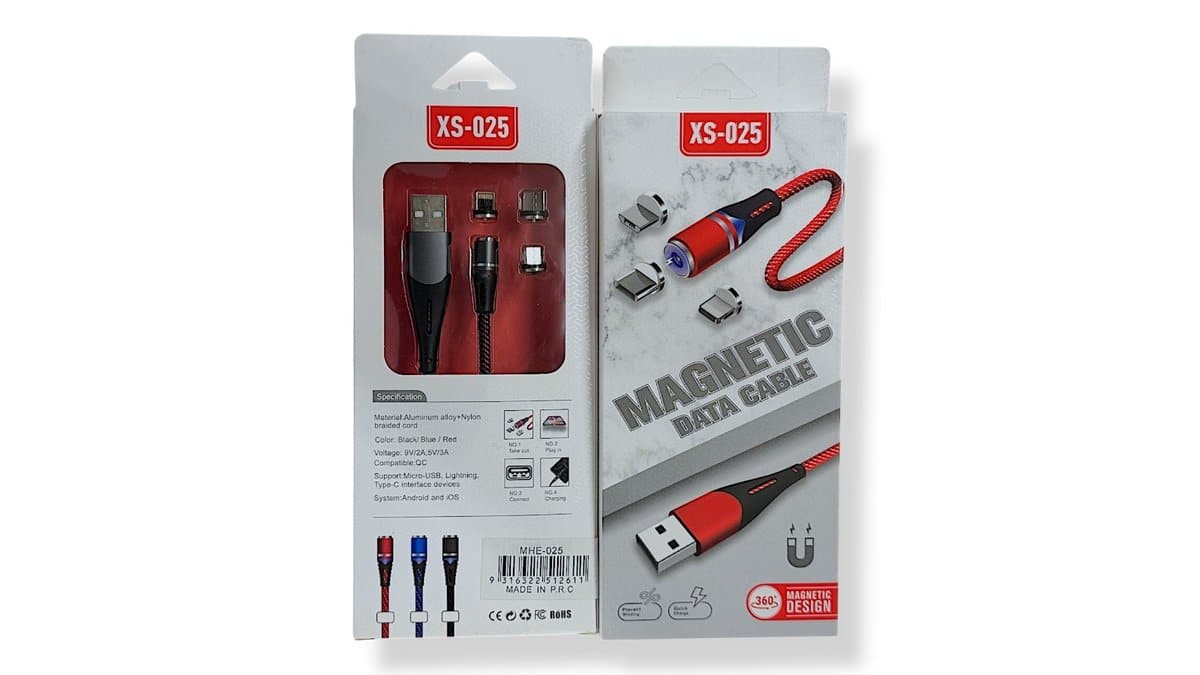 XS-025 Μαγνητικό Καλώδιο Φόρτισης 3 σε 1 (Micro - Lightning - USB C ) Μαύρο